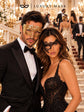 Gold Diamond Venetian Mask for Men & Black Phantom Lace Mask for Women - Dramatic His and Hers Masquerade Masks - product photo