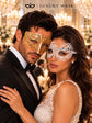 White Swan Lace Mask for Women with Gold Diamond Venetian Mask for Men | Gold White Couples Masquerade Masks - product view 3
