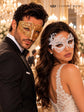 White Swan Lace Mask for Women with Gold Diamond Venetian Mask for Men | Gold White Couples Masquerade Masks - product view 4