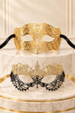 Black Gold Lace Mask for Women & Gold Diamond Venetian Mask for Men | Coordinated Gold His and Hers Masquerade Set - product view 6