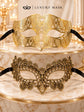 Gold Black Masquerade Masks for Couples | Diamond Laser Cut Venetian Mask for Men & Black Gold Lace Mask for Women - product view 6