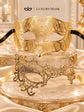 Gold Phantom Lace Mask for Women & Diamond Laser Cut Venetian Mask for Men | All Gold His and Hers Masquerade Set - product view 6