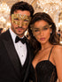 Gold Phantom Lace Mask for Women & Diamond Laser Cut Venetian Mask for Men | All Gold His and Hers Masquerade Set