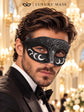 Antique Black Silver Venetian Mask for Men - Vintage Masquerade Mask for Halloween, Mardi Gras, Costume Party & Masquerade Ball - product photo