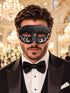 Antique Black Silver Venetian Mask for Men - Vintage Masquerade Mask for Halloween, Mardi Gras, Costume Party & Masquerade Ball - main image