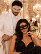 Black Flower Lace Mask for Women & White Diamond Venetian Mask for Men – product photo 4