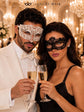 Black Flower Lace Mask for Women & White Diamond Venetian Mask for Men – product photo 3