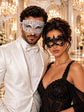 White Diamond Clear Stone Mask for Men with Black Lace Mask for Women