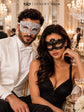 White Clear Stone Diamond Mask for Men & Black Flower Lace Mask for Women – product photo 5