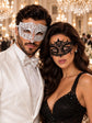 Black Lace & White Clear Stone Masquerade Masks