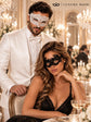 White Diamond Stone Mask & Black Lace Venetian Mask – product photo 4