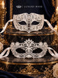 White Flower Lace & Diamond Stone Masquerade Masks – product photo 6