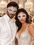 White Flower Lace & Diamond Stone Masquerade Masks