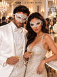 White Lace & Diamond Clear Stone Masks for Couples – product photo 3