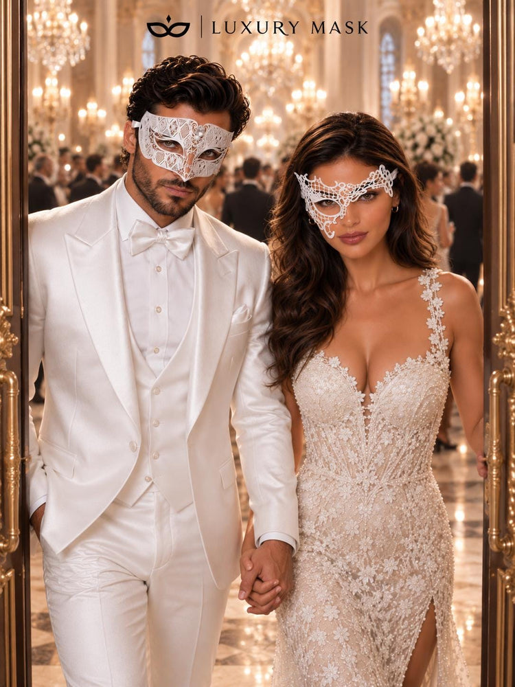 White Phantom Lace & Clear Stone Diamond Masks – product photo 6