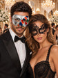Multicolor Checkered Venetian Mask for Men & Black Swan Lace Mask for Women