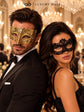 Black Flower Lace Mask & Gold Diamond Clear Stone Venetian Mask – product photo 5