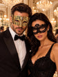 Black Flower Lace Mask & Gold Diamond Clear Stone Venetian Mask