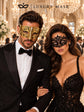 Black Lace Masquerade Mask for Women with Gold Diamond Stone Venetian Mask for Men – product photo 3