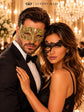 Gold Diamond Venetian Mask for Men & Black Phantom Lace Mask for Women – product photo 5