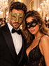 Gold Clear Stone Diamond Mask for Men & Black Lace Venetian Mask for Women