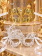 Gold Clear Stone Diamond Mask for Men & White Swan Lace Mask for Women – product photo 6