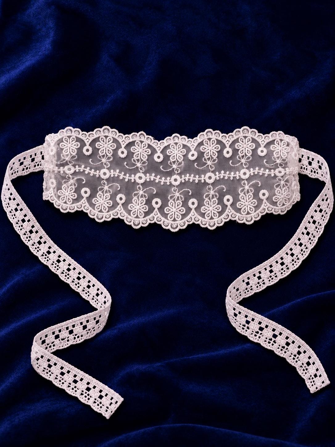 White Sheer Lace Night Blindfold for Women | Romantic Floral Eye Mask with Ribbon Ties for Boudoir, Bridal & Honeymoon - product view 6