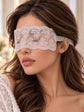 White Romantic Lace Eye Cover for Women | Sheer Floral Ribbon Tie Blindfold for Bridal Boudoir, Honeymoon & Nightwear - product view 2
