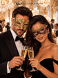 Black Gold Lace Mask for Women & Gold Diamond Venetian Mask for Men – product photo 5