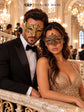 Gold Diamond Clear Stone Venetian Mask & Antique Gold Lace Mask – product photo 2