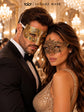 Gold Diamond Clear Stone Venetian Mask & Antique Gold Lace Mask – product photo 3