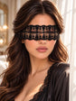 Black Sheer Lace Blindfold with Ribbon Ties | Floral Boudoir Eye Mask for Women, Romantic Nightwear, Bridal & Honeymoon - product view 5