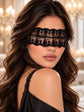 Black Sheer Lace Blindfold with Ribbon Ties | Floral Boudoir Eye Mask for Women, Romantic Nightwear, Bridal & Honeymoon - product view 6