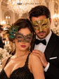 Gold Black Peacock Feather Lace Mask & Gold Diamond Venetian Mask – product photo 2