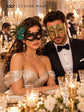 Black Peacock Lace Mask for Women & Gold Clear Stone Venetian Mask for Men – product photo 4