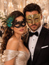 Black Peacock Lace Mask for Women & Gold Clear Stone Venetian Mask for Men