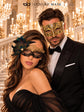 Black Gold Flower Lace Peacock Mask & Gold Diamond Clear Stone Venetian Mask – product photo 5