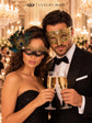 Black Gold Peacock Lace Mask for Women with Gold Diamond Stone Venetian Mask for Men – product photo 3
