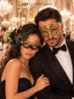 Black Gold Peacock Lace Mask for Women with Gold Diamond Stone Venetian Mask for Men – product photo 2