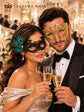 Gold Diamond Venetian Mask for Men & Black Peacock Lace Mask for Women | Dramatic His and Hers Masquerade Set - product view 3
