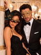Gold Venetian Mask for Men with Black Gold Peacock Lace Mask for Women | Diamond Cut His & Hers Masquerade Masks - product view 5