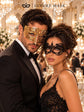 Gold Diamond Venetian Mask for Men & Black Lace Mask for Women | Elegant Gold Black Couples Masquerade Set - product view 5