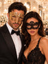 Black Flower Lace Mask for Women & Gold Diamond Venetian Mask for Men - His and Hers Masquerade Mask Set - main image