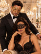 Gold Laser Cut Diamond Mask for Men with Black Lace Mask for Women | Venetian His and Hers Masquerade Masks - product view 5