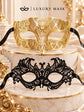 Black Lace Venetian Mask for Women with Gold Diamond Mask for Men | Elegant Black Gold His and Hers Masquerade Set - product view 6