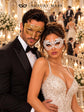 White Lace Mask for Women & Gold Diamond Venetian Mask for Men | Gold White His and Hers Masquerade Mask Set - product view 4