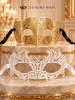 Gold Diamond Laser Cut Mask for Men & White Lace Venetian Mask for Women | Elegant Gold White Masquerade Couple Set - product view 6