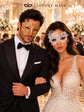 White Swan Lace Mask for Women with Gold Diamond Venetian Mask for Men | Gold White Couples Masquerade Masks - product view 2