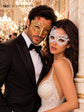 White Swan Lace Mask for Women with Gold Diamond Venetian Mask for Men | Gold White Couples Masquerade Masks - product view 5