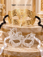 White Swan Lace Mask for Women with Gold Diamond Venetian Mask for Men | Gold White Couples Masquerade Masks - product view 6